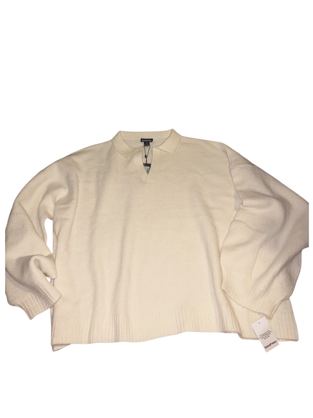 Boohoo Cream Knit Pullover Sweater